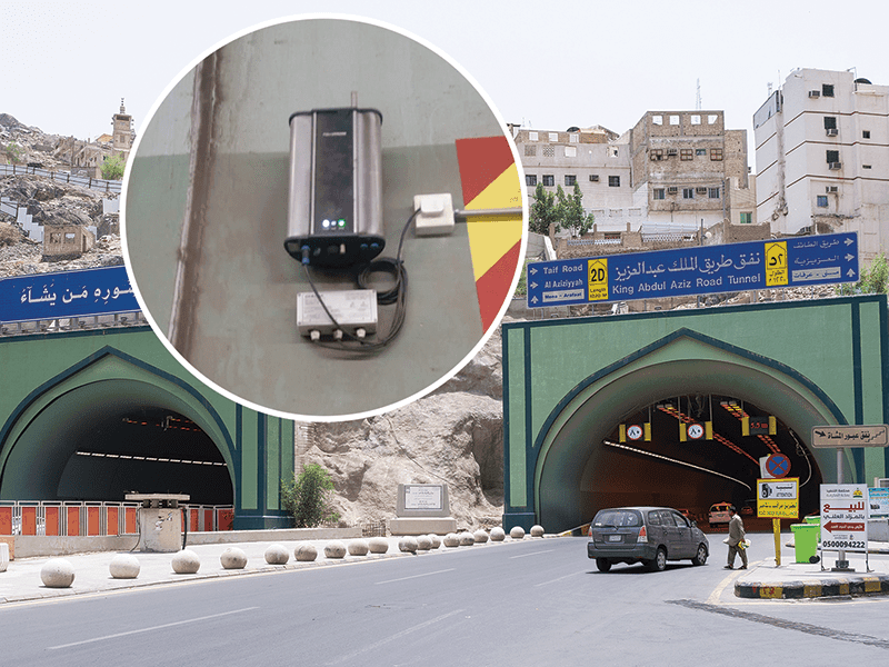 Oizom installed Polludrone Outdoor Air Pollution Sensor for Traffic Pollution Monitoring inside the Abdul Aziz Tunnel.