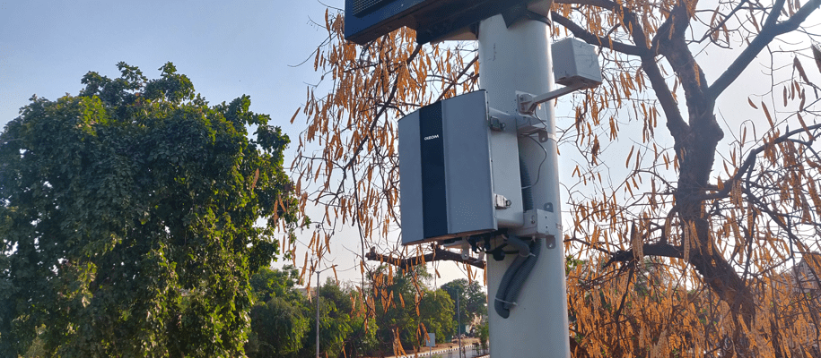Oizom Air quality monitoring systems installed in smart city for air quality monitoring and public awareness. 