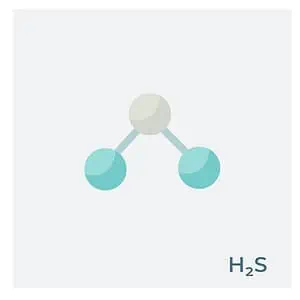 H2S is colorless, flammable, poisonous, and corrosive gas with one sulfur atom bonded to two hydrogen atoms.