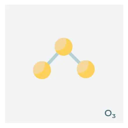 Ozone is a highly reactive gas with three oxygen atoms.