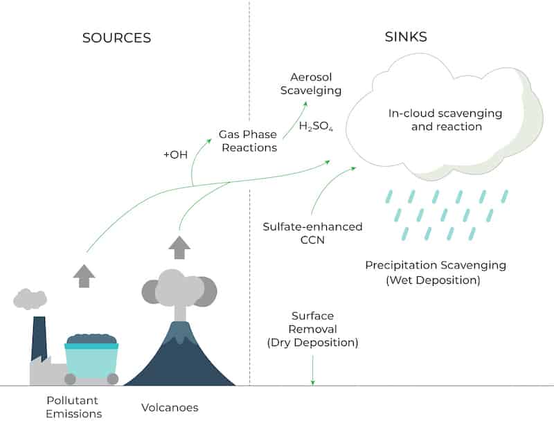 At high concentrations, SOx can harm trees and plants by damaging foliage and limiting plant growth.