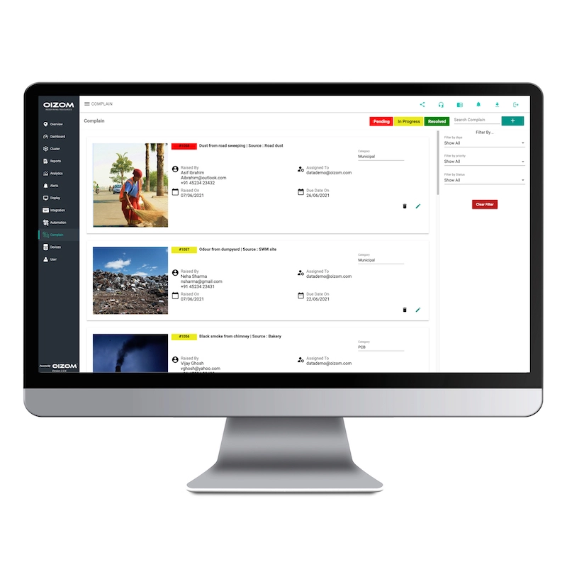 Complain management module for air quality monitoring of a smart campus