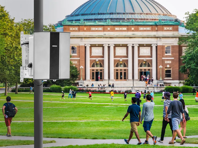 A Smart campus showing air quality monitoring device placed