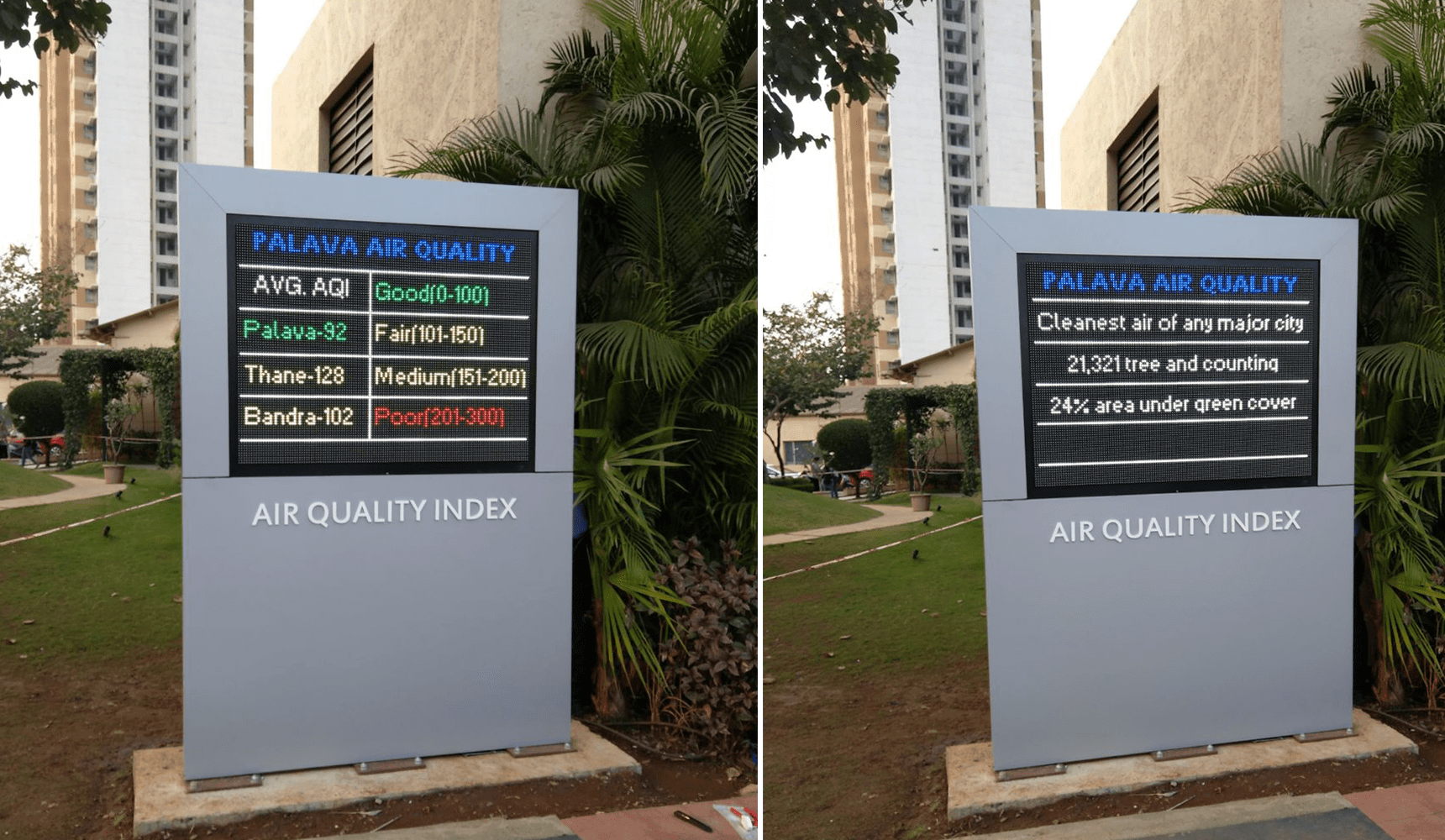 The environmental data of Air Monitoring System is displayed across the Palava city for environmental data awareness.